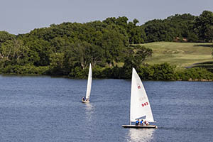 Two sailboats in the water