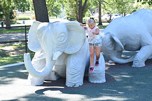 Little girl on Animaland elephants