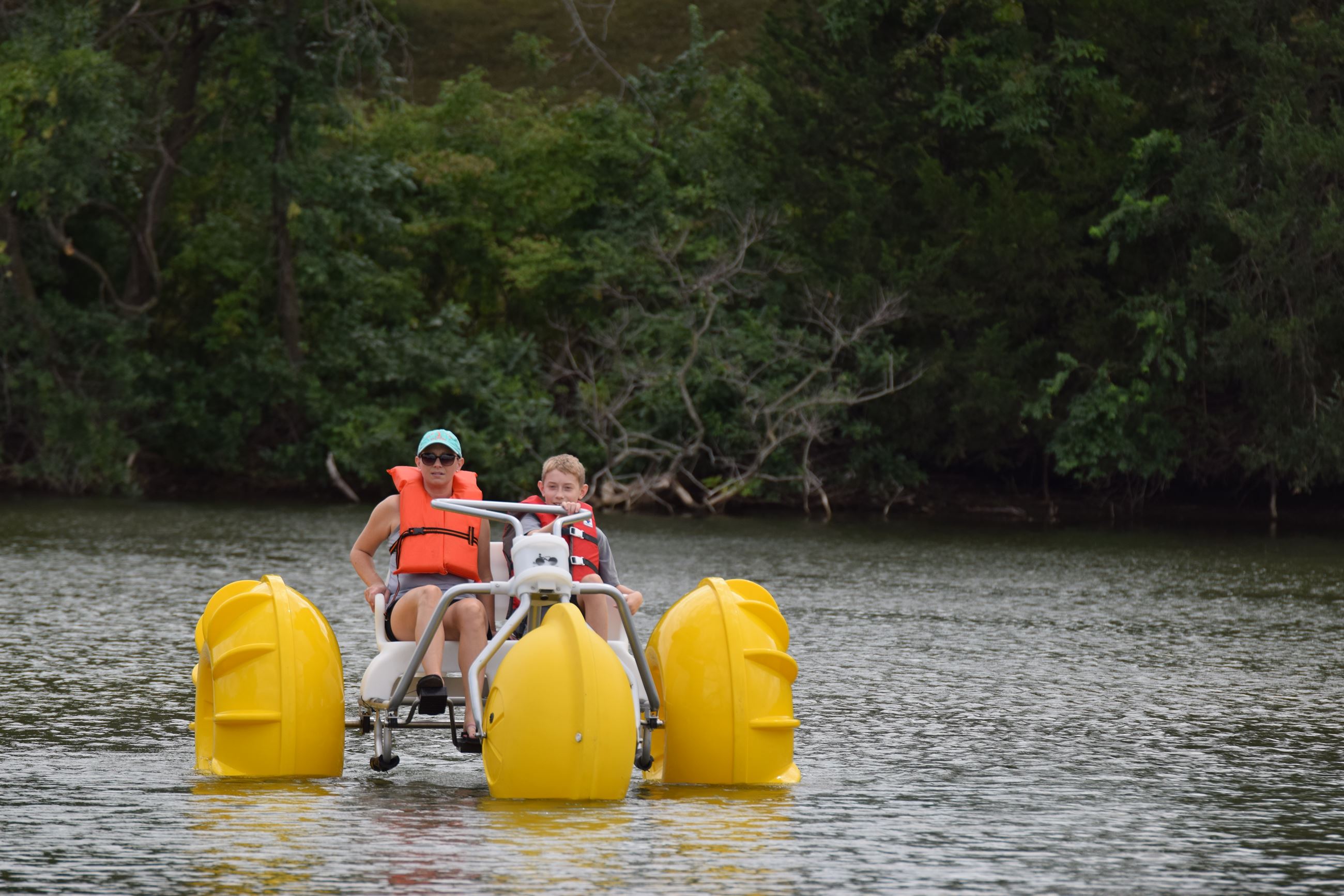 Mom and son on trike